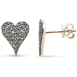 .51ct G SI 14K Yellow Gold Black Diamond Heart Shaped Earrings