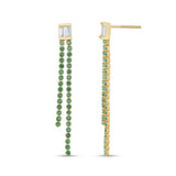 1.38ct G SI 14K Yellow Gold Diamond & Emerald Gemstones Drop Earrings