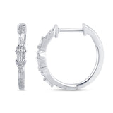 .25ct G SI 14K White Gold Diamond Round & Baguette Hoop Earrings