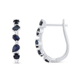 <span style="color:purple">SPECIAL!</span> 1.48ct G SI 14K White Gold Blue Sapphire Gemstones Hoop Earrings