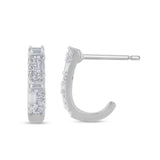 <span style="color:purple">SPECIAL!</span> .23ct G SI 14K White Gold Round & Baguette Diamond Hoop Earrings