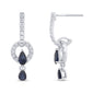 <span style="color:purple">SPECIAL!</span> 1.27ct G SI 14K White Gold Diamond & Blue Sapphire Gemstones Drop Dangle Earrings