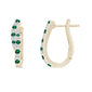 <span style="color:purple">SPECIAL!</span> .52ct G SI 14K Yellow Gold Diamond & Emerald Gemstones Hoop Earrings