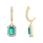 <span style="color:purple">SPECIAL!</span> 1.52ct G SI 14K Yellow Gold Diamond & Emerald Gemstones Dangle Earrings