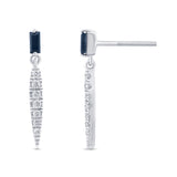 .36ct G SI 14K White Gold Diamond & Blue Sapphire Gemstones Drop Earrings