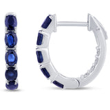 1.85ct G SI 14K White Gold Diamond & Blue Sapphire Gemstones Hoop Earrings