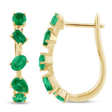 1.07ct 14K Yellow Gold Emerald Gemstones Hoop Earrings