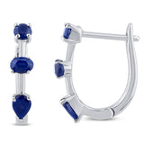 .91ct G SI 14K White Gold Blue Sapphire Gemstones Hoop Earrings