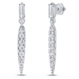 .26ct G SI 14K White Gold Round & Baguette Diamond Drop Earrings