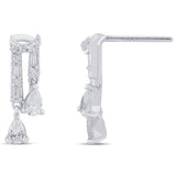 .58ct G SI 14K White Gold Round , Pear & Baguette Diamond Dangling Earrings