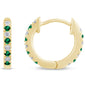 .26ct G SI 14K Yellow Gold Diamond & Natural Emerald Gemstones Hoop Earrings