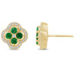 <span style="color:purple">SPECIAL!</span>.69ct G SI 14K Yellow Gold Diamond & Natural Emerald Clover Gemstones Earrings