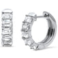 <span style="color:purple">SPECIAL!</span> 1.45ct G SI 14K White Gold Emerald Cut Diamond Huggie Hoop Earrings