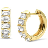 1.42ct G SI 14K Yellow Gold Emerald Cut Diamond Huggie Hoop Earrings