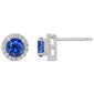 <span style="color:purple">SPECIAL!</span>1.38ct G SI 14K White Gold Diamond & Blue Sapphire Gemstone Halo Earrings