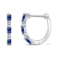 <span style="color:purple">SPECIAL!</span>.70ct G SI 14K White Gold Diamond & Blue Sapphire Gemstone Hoop Earrings