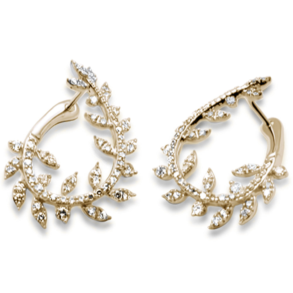 .97ct G SI 14K Yellow Gold Diamond Olive Branch Earrings