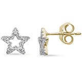 Aretes de oro amarillo de 14 quilates con forma de estrella y diamantes de 0,10 ct G SI