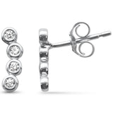 Pendientes de oro blanco de 14 quilates con diamantes engastados en bisel de 0,18 qt G SI