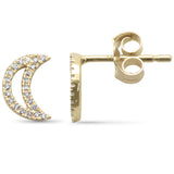 .08ct G SI 14K Yellow Gold Diamond Half Moon Earrings