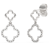 .10ct G SI 14K White Gold Diamond Clover Dangling Earrings
