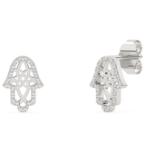 .06ct G SI 14K White Gold Diamond Hamsa Petite Earrings