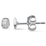 <span style="color:purple">¡ESPECIAL!</span> Aretes de oro blanco de 14K con diamante de corte esmeralda de 0,22 ct, G SI