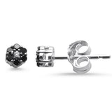 .13ct G SI 14K White Gold Black & White Diamond Flower Earrings
