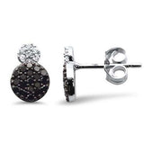 Pendientes de diamante blanco y negro de oro blanco de 14K, 0,36ct G SI