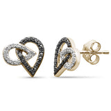 <span style="color:purple">¡ESPECIAL!</span> Pendientes de 14K de oro amarillo con doble forma de pera, diamantes negros y blancos, 0.26ct G SI