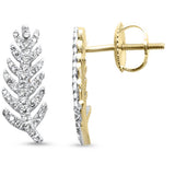 <span style="color:purple">¡ESPECIAL!</span> Aretes de oro amarillo de 14 quilates con diamantes estilo hoja de .31 ct G SI, cierres de tornillo