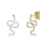 Pendientes estilo serpiente de oro amarillo de 14K con diamantes de .13ct G SI