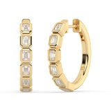 1.25ct G SI 14K Yellow Gold Diamond & Emerald Cut Hoop Earrings