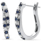 <span style="color:purple">SPECIAL!</span>.58ct G SI 14K White Gold Diamond & Blue Sapphire Gemstones Hoop Earrings