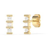 .20ct G SI 14K Yellow Gold Round & Baguette Diamond Earrings