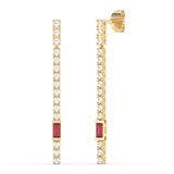 1.43ct G SI 14K Yellow Gold Diamond & Ruby Gemstones Drop Earrings