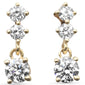 <span style="color:purple">SPECIAL!</span> .33ct G SI 14K Yellow Gold Three Stone Diamond Petite Dangle Earrings