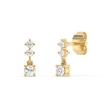 .33ct G SI 14K Yellow Gold Three Stone Diamond Petite Dangle Earrings