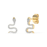 .10ct G SI 14K Yellow Gold Diamond Snake Style Earrings