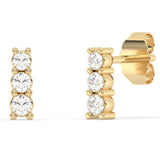 .33ct G SI 14K Yellow Gold Three Stone Diamond Petite Earrings