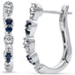 <span style="color:purple">SPECIAL!</span> .38ct G SI 14K White Gold Diamond & Blue Sapphire Gemstones Hoop Earrings