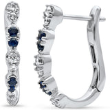 <span style="color:purple">¡ESPECIAL!</span> Pendientes de aro de oro blanco de 14K con diamantes de .38ct G SI y zafiros azules
