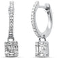 .27ct G SI 14K White Gold Round & Baguette Diamond Dangling Hoop Earrings