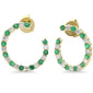 <span style="color:purple">SPECIAL!</span> 1.06ct G SI 14K Yellow Gold Diamond & Emerald Gemstones Hoop Earrings