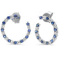 <span style="color:purple">SPECIAL!</span> 1.19ct G SI 14K White Gold Diamond & Blue Sapphire Gemstones Hoop Earrings