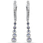 <span style="color:purple">SPECIAL!</span> .38ct G SI 14K White Gold Diamond Blue Sapphire Gemstones Dangling Hoop Earrings