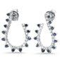 <span style="color:purple">SPECIAL!</span> 1.11ct G SI 14K White Gold Diamond & Blue Sapphire Gemstones J Hoop Earrings