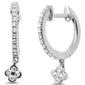 .16ct G SI 14K White Gold Diamond Dangling Hoop Earrings