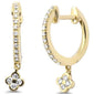 .16ct G SI 14K Yellow Gold Diamond Dangling Hoop Earrings