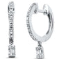 .14ct G SI 14K White Gold Diamond Dangling Hoop Earrings